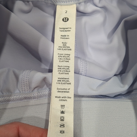 Lululemon Court Rival Skirt High Waist Pale Blue Tennis Pickleball Shorts - Picture 7 of 12